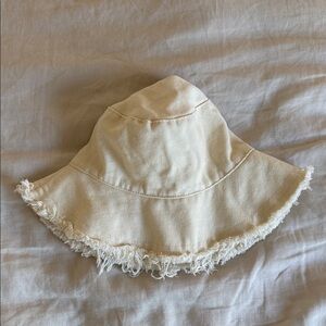 Frayed Edge Cream Bucket Hat